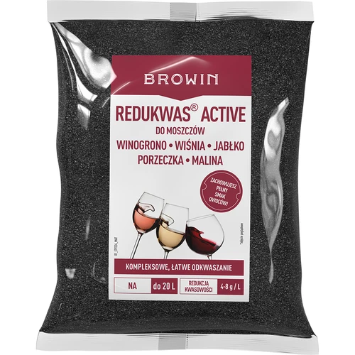 Redukwas® Active do moszczów - regulator kwasowości, 460 g  - 1 ['redukcja kwasowości', ' węglan wapnia', ' odkwaszanie moszczu', ' zmniejszenie kwasowości moszczu', ' do wina', ' wino domowe', ' obniżenie kwasowości', ' redukcja kwasowości', ' wina z kwaśnych owoców', ' wino z winogron', ' wino z porzeczek', ' wino z malin', ' wino z wiśni', ' wino z jabłek', ' jak zrobić smaczne wino owocowe', ' jak zrobić dobre wino gronowe', ' zredukowanie kwasu w moszczu', ' środki do wina', ' kwasowość w enologii', ' zbilansowana kwasowość', ' odkwaszanie mineralne']