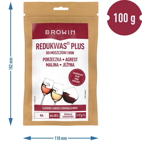 Redukwas® Plus - regulator kwasowości, 100 g - 6 ['redukcja kwasowości', ' węglan wapnia', ' odkwaszanie moszczu i wina zmniejszenie kwasowości moszczu i wina', ' do wina', ' wino domowe', ' obniżenie kwasowości', ' redukcja kwasowości', ' wina z kwaśnych owoców', ' wino z porzeczek', ' wino z agrestu', ' wino z malin', ' wino z jeżyn', ' jak zrobić smaczne wino owocowe', ' zredukowanie kwasu w winie', ' środki do wina', ' kwasowość w enologii', ' zbilansowana kwasowość', ' odkwaszanie mineralne', ' Redukwas', ' redukwas', ' Redukwas Plus', ' redukwas plus']