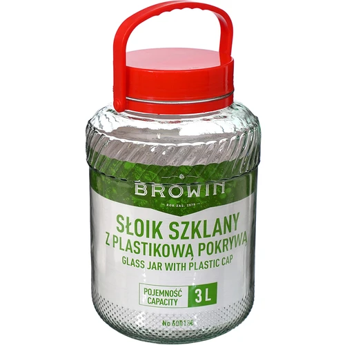 Słoik 3 L z plastikową pokrywą - 3 ['duży słoik', ' duzy sloik', ' słoik duży', ' duży słój', ' duży słój szklany', ' słój na przetwory', ' do kiszenia', ' na ogórki', ' na kapustę', ' słoik przemysłowy', ' słoik ze szczypcami', ' słoik szczypce', ' szczypce do ogórków']