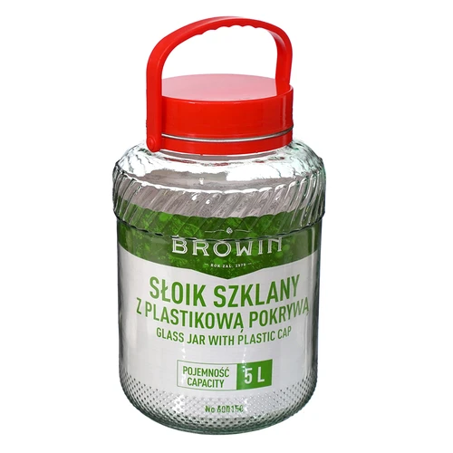 Słoik 5 L z plastikową pokrywą - 5 ['duży słoik', ' duzy sloik', ' słoik duży', ' duży słój', ' duży słój szklany', ' słój na przetwory', ' do kiszenia', ' na ogórki', ' na kapustę', ' słoik przemysłowy', ' słoik ze szczypcami', ' słoik szczypce', ' szczypce do ogórków']