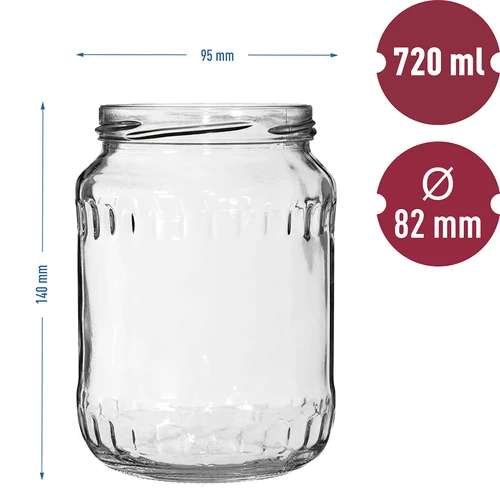 Słoik TO 720ml fi 82/6 - 6szt. - 4 ['zestaw słoików', ' słoiki do dżemów', ' słoik do przetworów', ' słoik na przetwory', ' słoiki fi 82', ' słoiki do przetworów', ' słoiki do weków', ' słoiki do mięsa', ' słoikówka', ' słoiki do pasteryzacji', ' mięsiwo w słoiku']