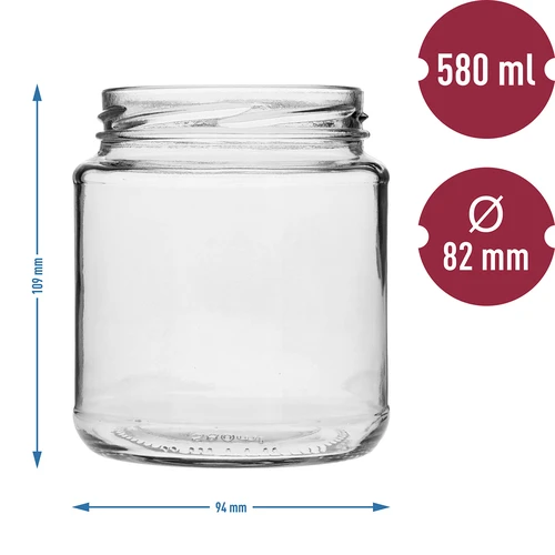 Słoik twist-off, grubasek 580ml z czarną zakrętką fi 82/6, 6 szt. - 5 ['słoiki', ' słoik', ' zestaw słoików', ' pojemniki', ' szklane pojemniki', ' słoiki do przechowywania', ' słoiki kuchenne', ' słoiki ze szkła', ' słoiki z metalową zakrętką', ' słoiki do przechowywania żywności', ' słoiki na przetwory', ' słoiki na zioła', ' słoiki na kawę', ' słoiki na herbatę', ' słoiki do zmywarki', ' słoik szklany', ' słoik z zakrętką', ' komplet słoików', ' słoiki na dżemy', ' słoik grubasek', ' grubasek']