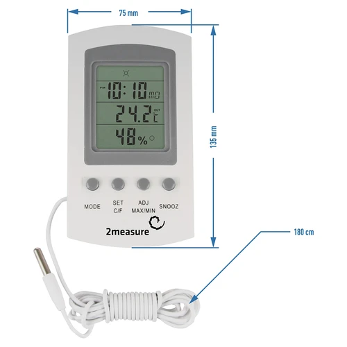 Stacja pogodowa – elektroniczna, sonda, biała - 7 ['stacja pogodowa', ' domowa stacja pogodowa', ' temperatura', ' temperatura otoczenia', ' kontrola temperatury', ' termometr elektroniczny', ' termometr wewnętrzny', ' termometr zewnętrzny', ' termometr na zewnątrz', ' termometr z sondą', ' termometr elektroniczny z sondą', ' wilgotnościomierz', ' termometr z higrometrem', ' termometr z wilgotnościomierzem', ' wilgotnościomierz powietrza']