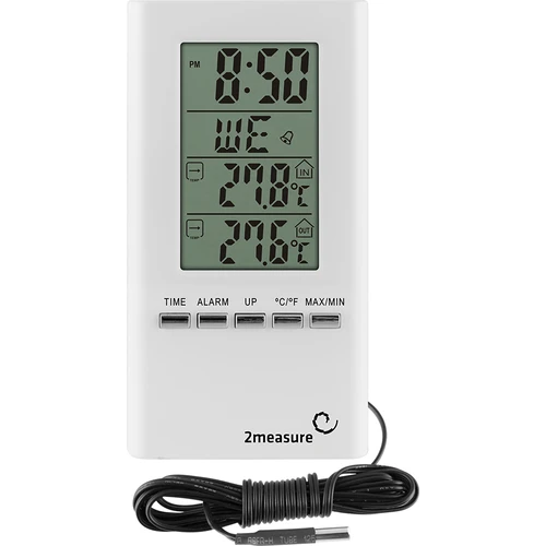 Stacja pogodowa – elektroniczna, sonda, biała  - 1 ['temperatura', ' temperatura otoczenia', ' kontrola temperatury', ' termometr wewnętrzny', ' termometr zewnętrzny', ' termometr na zewnątrz']