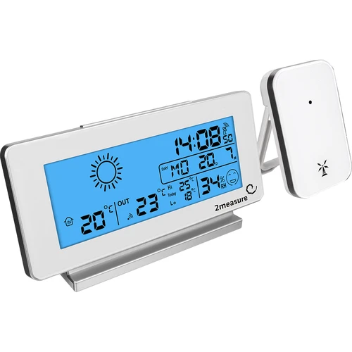 Stacja pogodowa RCC, DCF – elektroniczna, bezprzewodowa, podświetlana czujnik, biała - 2 ['stacja pogodowa', ' domowa stacja pogodowa', ' temperatura', ' temperatura otoczenia', ' kontrola temperatury', ' termometr elektroniczny', ' termometr z czujnikiem', ' termometr wewnętrzny', ' termometr zewnętrzny', ' termometr na zewnątrz', ' stacja pogodowa']