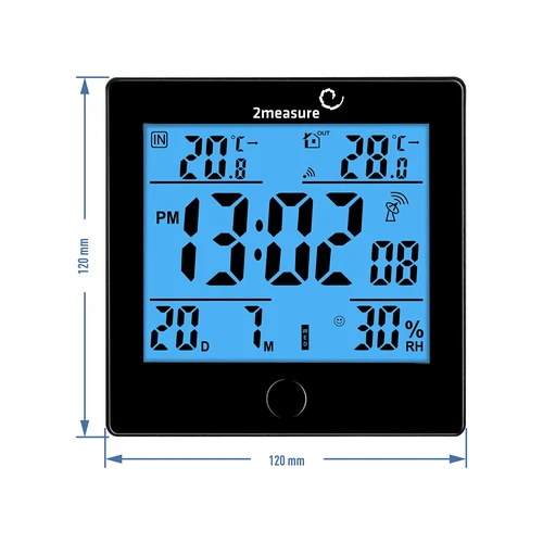 Stacja pogodowa RCC, DCF – elektroniczna, bezprzewodowa, podświetlana czujnik, czarna - 8 ['stacja pogodowa', ' domowa stacja pogodowa', ' temperatura', ' temperatura otoczenia', ' kontrola temperatury', ' termometr elektroniczny', ' termometr z czujnikiem', ' termometr wewnętrzny', ' termometr zewnętrzny', ' termometr na zewnątrz', ' wilgotnościomierz', ' stacja pogodowa']