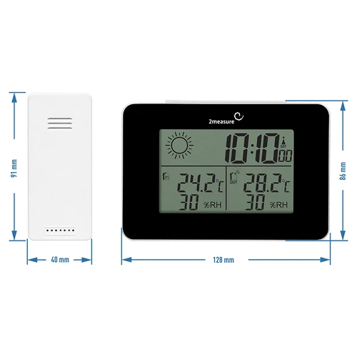 Stacja pogodowa RCC – elektroniczna, bezprzewodowa, podświetlana czujnik, czarna - 12 ['stacja pogodowa', ' domowa stacja pogodowa', ' temperatura', ' temperatura otoczenia', ' kontrola temperatury', ' termometr elektroniczny', ' termometr z czujnikiem', ' termometr wewnętrzny', ' termometr zewnętrzny', ' termometr na zewnątrz', ' stacja pogodowa']