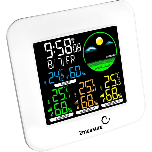 Stacja pogodowa RCC – elektroniczna, podświetlana, bezprzewodowa, 3 czujniki, biała - 3 ['stacja pogody', ' stacja pogodowa', ' termometr', ' higrometr', ' pogodynka', ' bezprzewodowa stacja pogodowa', '']