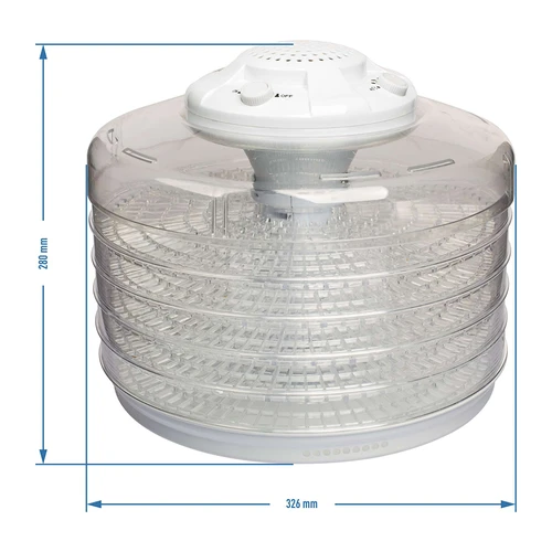 Suszarka do grzybów, owoców, warzyw i ziół, 350 W, z regulacją temperatury - 5 ['suszenie grzybów', ' suszarka do żywności', ' suszarka do ziół', ' suszarka do owoców', ' suszenie mięsa', ' śliwki suszone', ' suszenie żywności', ' dehydrator', ' suszone pomidory', ' suszone jabłka']