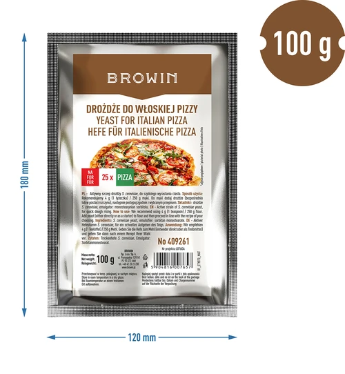 Suszone drożdże do pizzy włoskiej - 100 g - 3 ['suszone drożdże', ' drożdże piekarskie', ' pizza włoska', ' dodatek do pizzy', ' drożdże Browin', ' do foccaci', ' do pieczenia']