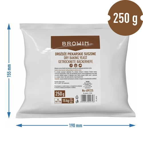 Suszone drożdże piekarskie, 250g - 4 ['drożdże piekarnicze', ' drożdże piekarskie', ' do wypieku chleba', ' do wypieku pieczywa', ' do ciasta drożdżowego', ' drożdże instant', ' drożdże do pizzy', ' domowy chleb', ' pizza domowa', ' drożdże spożywcze', ' drożdże do wypieków słonych i słodkich', ' zostań w domu', ' sprawdzone drożdże', ' domowe wypieki', ' najlepsze wypieki']