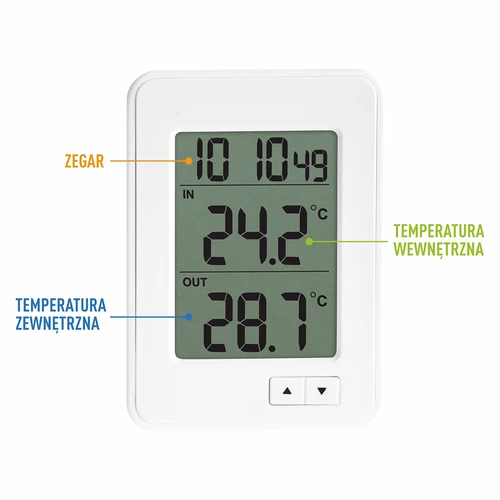 Termometr – elektroniczny, czujnik, biały - 3 ['temperatura', ' temperatura otoczenia', ' kontrola temperatury', ' termometr wewnętrzny', ' termometr zewnętrzny', ' termometr na zewnątrz']