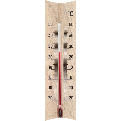 Termometr pokojowy drewniany (-20 do +50°C), jasny brąz, 15 cm  - 1 ['termometr wewnętrzny', ' termometr pokojowy', ' termometr do wewnątrz', ' termometr domowy', ' termometr', ' termometr drewniany pokojowy', ' termometr czytelna skala', ' termometr ze wzmocnioną kapilarą']