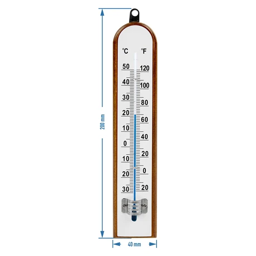 Termometr pokojowy z białą skalą (-30°C do +50°C) 20cm - 2 ['termometr wewnętrzny', ' termometr pokojowy', ' termometr do wewnątrz', ' termometr domowy', ' termometr', ' termometr drewniany pokojowy', ' termometr czytelna skala', ' termometr z podwójną skalą']