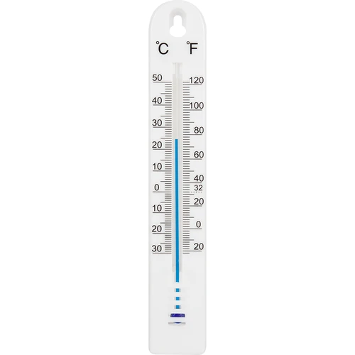 Termometr uniwersalny (-30 do +50°C), 17 cm, biały  - 1 ['termometr', ' termometr uniwersalny', ' termometr z tworzywa', ' termometr czytelna skala', ' termometr z podwójną skalą w °C i °F', ' termometr do pomieszczeń o dużej wilgotności', ' termometr zewnętrzny do -30°C', ' termometr odporny na wilgoć', ' termometr w kolorze białym', ' solidny termometr']