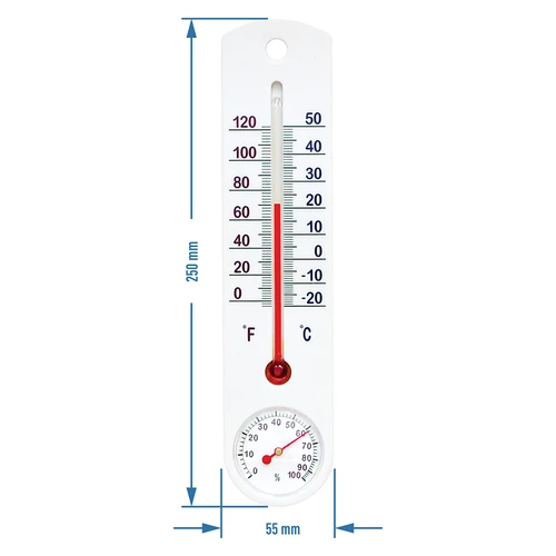 Termometr uniwersalny biały z higrometrem (-20°C do +50°C) 25cm - 2 ['termometr wewnętrzny', ' termometr pokojowy', ' termometr do wewnątrz', ' termometr domowy', ' termometr', ' termometr pokojowy', ' termometr czytelna skala', ' termometr z higrometrem', ' termometr z tworzywa', ' termometr z higrometrem']