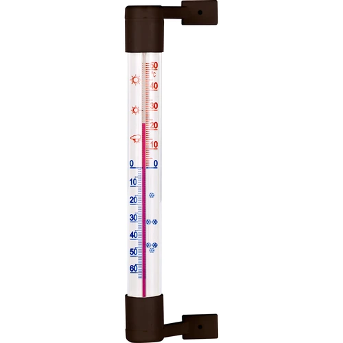 Termometr zewnętrzny brązowy (-50°C do +50°C) 18cm  - 1 ['termometr zewnętrzny', ' termometr', ' termometr zaokienny', ' termometr czytelna skala', ' termometr z tworzywa', ' termometr na okno', ' termometr na balkon', ' termometr dwustronny', ' termometr samoprzylepny']