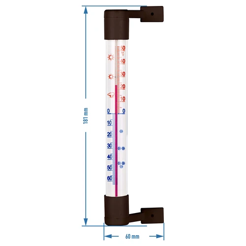 Termometr zewnętrzny brązowy (-50°C do +50°C) 18cm - 3 ['termometr zewnętrzny', ' termometr', ' termometr zaokienny', ' termometr czytelna skala', ' termometr z tworzywa', ' termometr na okno', ' termometr na balkon', ' termometr dwustronny', ' termometr samoprzylepny']