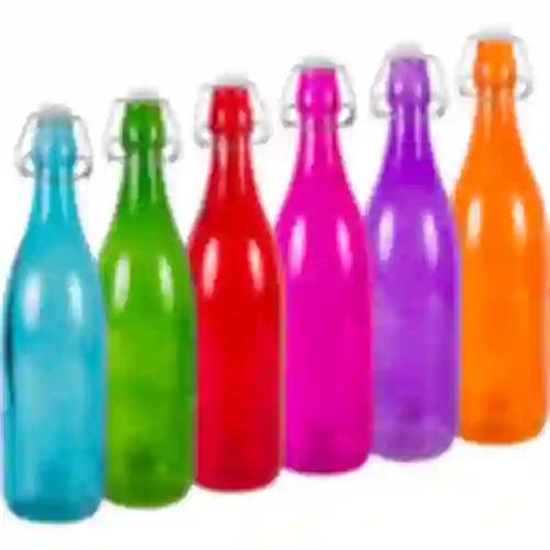 Butelka szklana 1 L z hermetycznym zamknięciem - w różnych kolorach