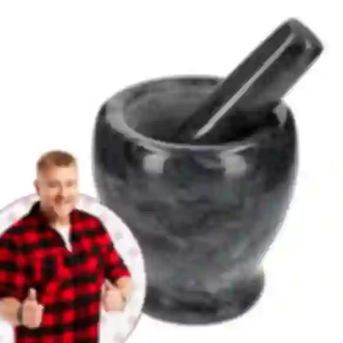 Marmurowy moździerz kuchenny, czarny, fi 10,5 cm