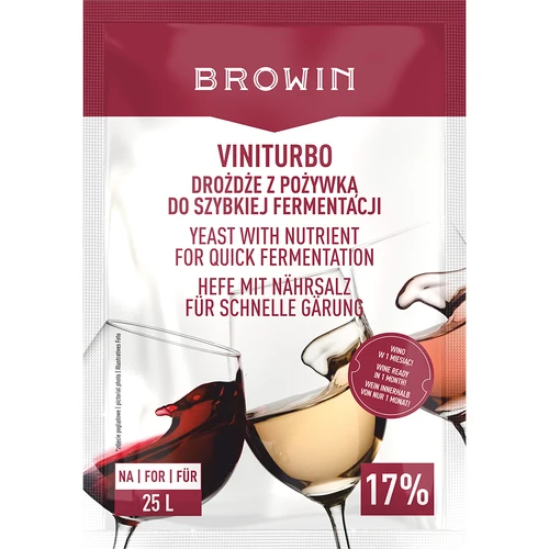 ViniTurbo - drożdże do szybkiej fermentacji, 20 g  - 1 ['drożdże z pożywką', ' drożdże winne z pożywką', ' drożdże winiarskie z pożywką', ' drożdże i pożywka do wina', ' pożywka do wina', ' aktywne suszone drożdże winiarskie', ' drożdże winne', ' drożdże do wina', ' drożdże winiarskie', ' drożdże winiarskie suszone', ' drożdże suszone', ' drożdże suszone do wina', ' drożdże do wina czerwonego', ' drożdze do wina białego', ' drożdże do wina różowego']