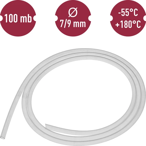 Wężyk silikonowy fi 7/9mm -55 +180°C  mb - 2 ['wężyk do destylatora', ' wężyk do odbioru destylatu', ' wężyk z silikonu', ' wężyk do alkoholu', ' wężyk do bimbru', ' wąż silikonowy']