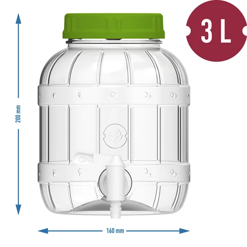 Wielofunkcyjny słoik z kranikiem 3L - 6 ['słoik pet', ' słoik z tworzywa', ' plastikowy słoik', ' słoik wielofunkcyjny', ' nietłukący słoik', ' słoik z kranem', ' słoik z kranikiem', ' słoik na lemoniadę', ' słoik z zakrętką i korkiem', ' cytryniada', ' lemoniada', ' poncz', ' zlewanie']