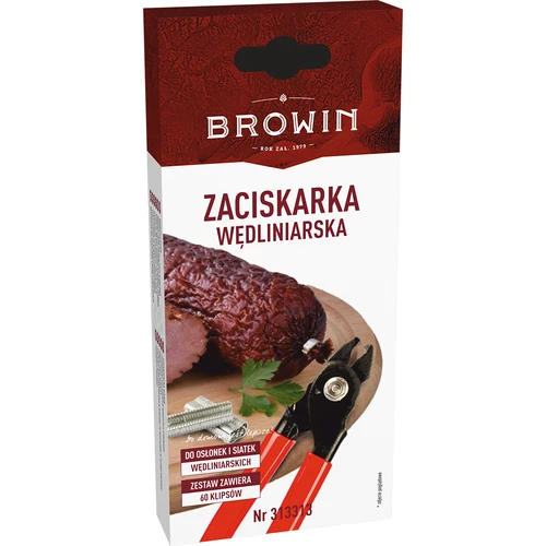 Zaciskarka wędliniarska + 60 klipsów - 3 ['do krakowskiej', ' do osłonek', ' do szynki', ' zaciskarka do kiełbasy', ' zaciskarka do wędlin', ' klipsownica do osłonek', ' klipsownica do wędlin', ' klipsownica do kiełbas', ' zaciskarka do siatek']