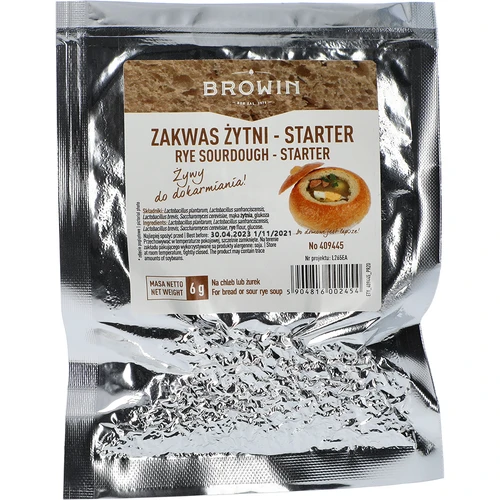 Zakwas żytni - starter - żywy - 6 g  - 1 ['zakwas żytni', ' zakwas chlebowy', ' zakwas na żur', ' chleb żytni', ' jak dokarmiać zakwas', ' domowy chleb', ' zakwas na żurek', ' zakwas na żur', ' zakwas na chleb', ' przepis na chleb żytni', ' przepis na żurek', ' jak zrobić żurek']