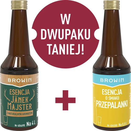 Zestaw esencji Jänek Majster 40 ml + Przepalanka 40 ml - 3 ['esencja do alkoholu', ' esencje do bimbru', ' zaprawka do wódki', ' Jägermeister', ' likier', ' esencja smaku', ' aromat do alkoholi', '']